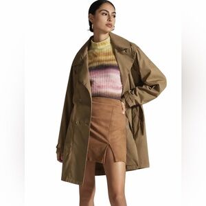 PILCRO | Anthropologie Classic army green trench coat • timeless minimalist (S)